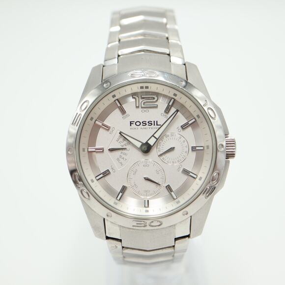 Mens Fossil Multifunction Watch 41mm Silver Tone Day Date Stainless Steel BQ9327 - Picture 5 of 14